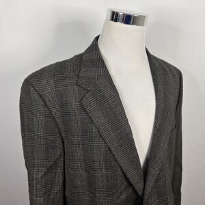 Joseph Abboud 44L American Soft Sport Coat Wool Plaid Two Button Lined Formal